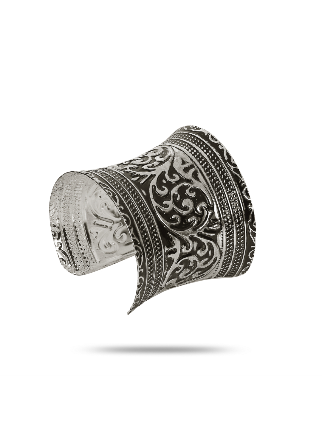 YouBella Jewellery Silver Plated Oxidised Cuff Bracelet Bangle for Women and Girls (Style 1)