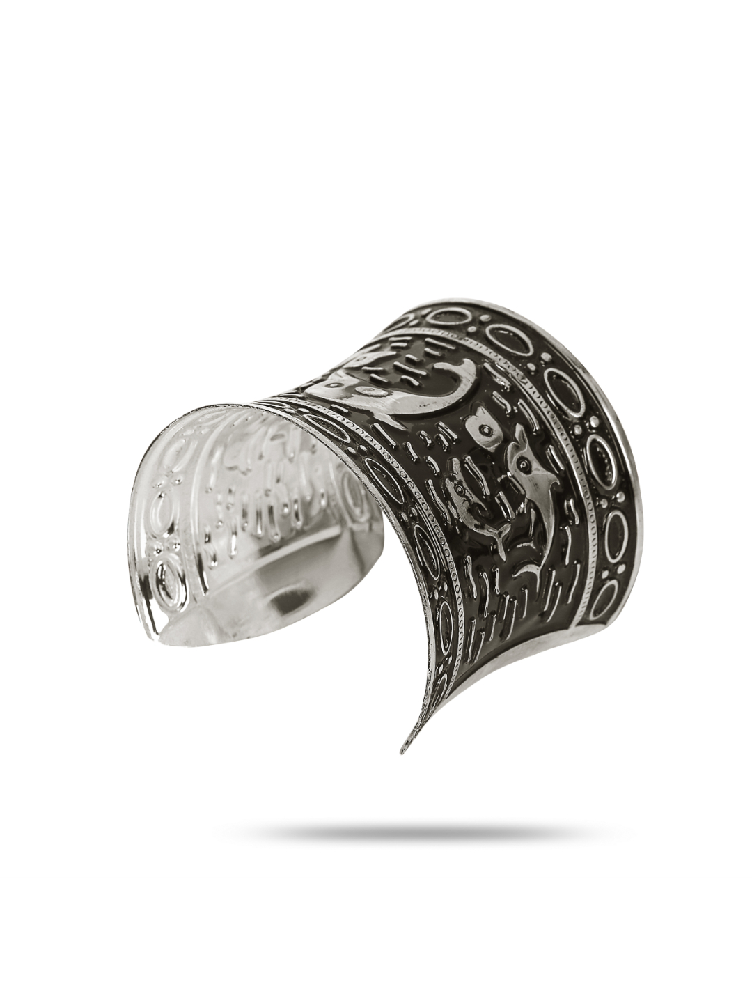 YouBella Jewellery Silver Plated Oxidised Cuff Bracelet Bangle for Women and Girls (Style 3)