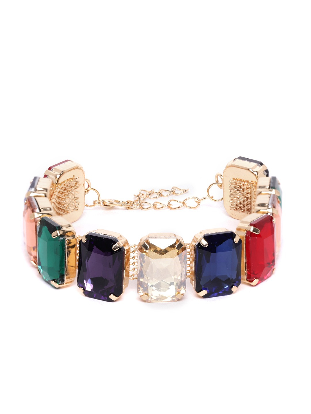 YouBella Set of 3 Gold-Plated Stone Studded Roman Numerals Inscribed Bangle Style Bracelet