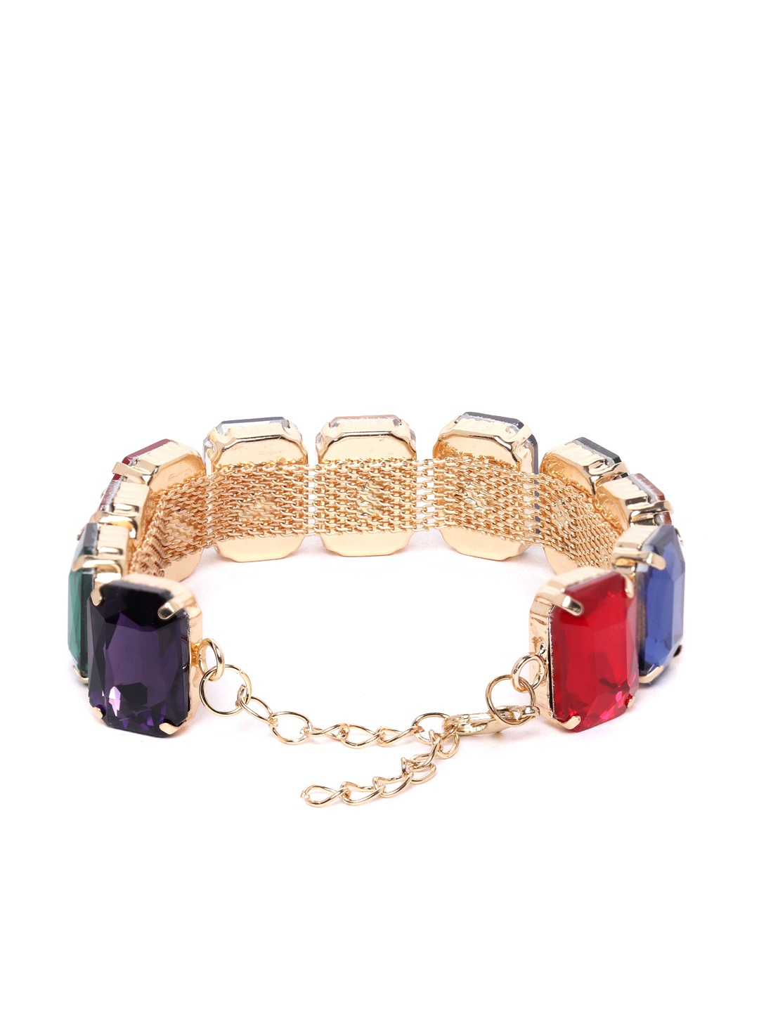 YouBella Set of 3 Gold-Plated Stone Studded Roman Numerals Inscribed Bangle Style Bracelet