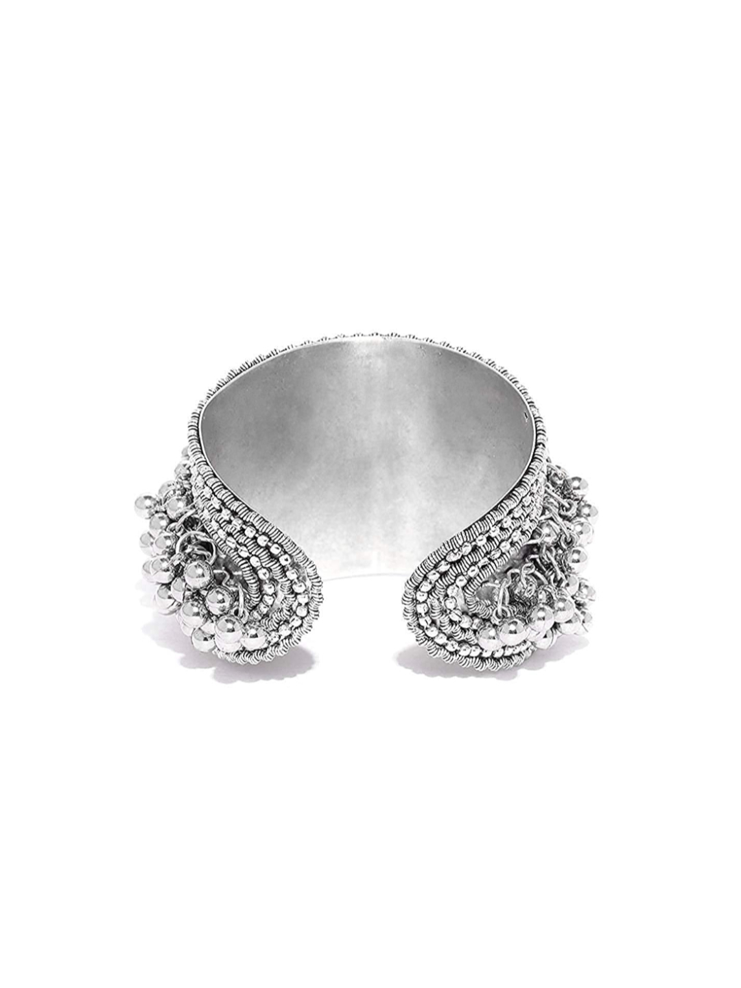 YouBella Girls/Women's Afghani Oxidized Silver Brass Ghungroo Adjustable Bracelet Bangles