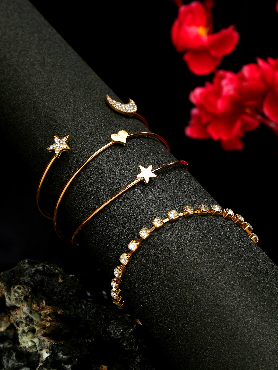 YouBella Jewellery Gold Plated Bracelet Set for Girls and Women (Gold)