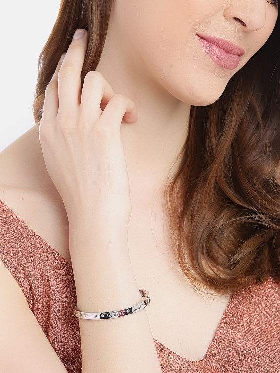 YouBella Black  Gold-Toned Beaded Elasticated Bracelet