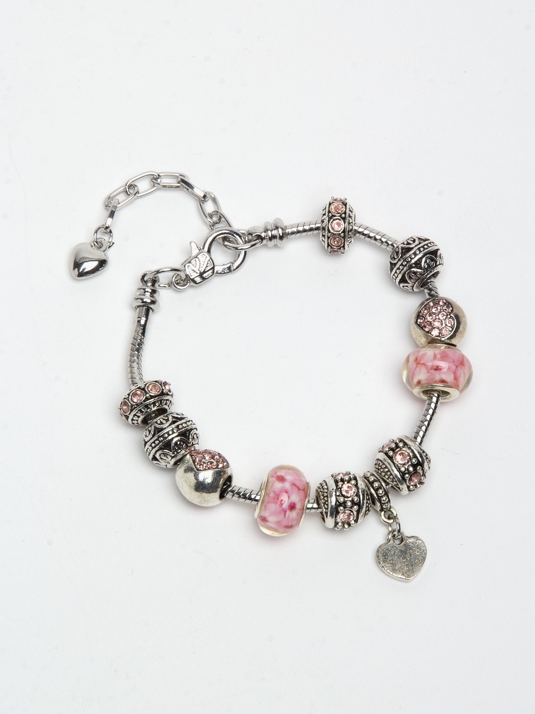 YouBella Jewellery Girls/Women's Silver Plated Stylish Latest Crystal Bracelet Bangle Jewellery (Pink)