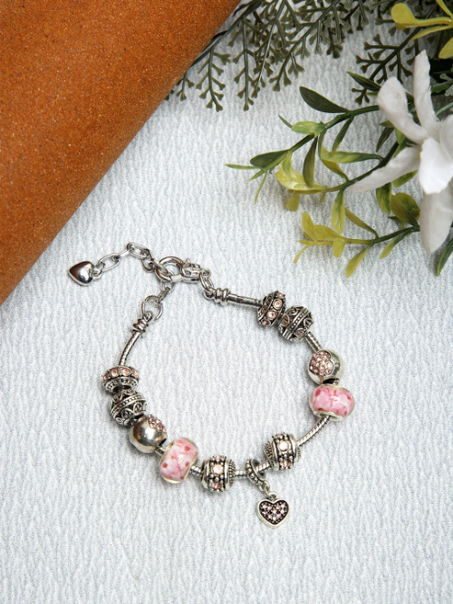 YouBella Blue Silver-Plated Stone Studded  Bangle-Style Bracelet