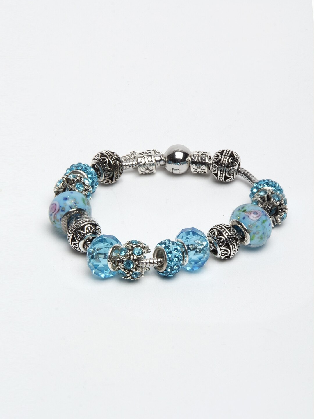 YouBella Jewellery Blue Silver Plated Stylish Latest Crystal Bracelet Bangle Jewellery For Girls and Women