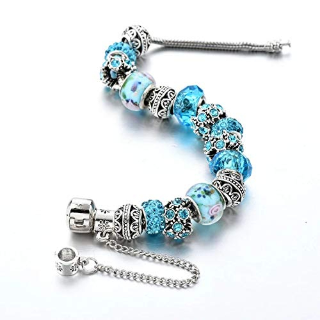 YouBella Jewellery Blue Silver Plated Stylish Latest Crystal Bracelet Bangle Jewellery For Girls and Women
