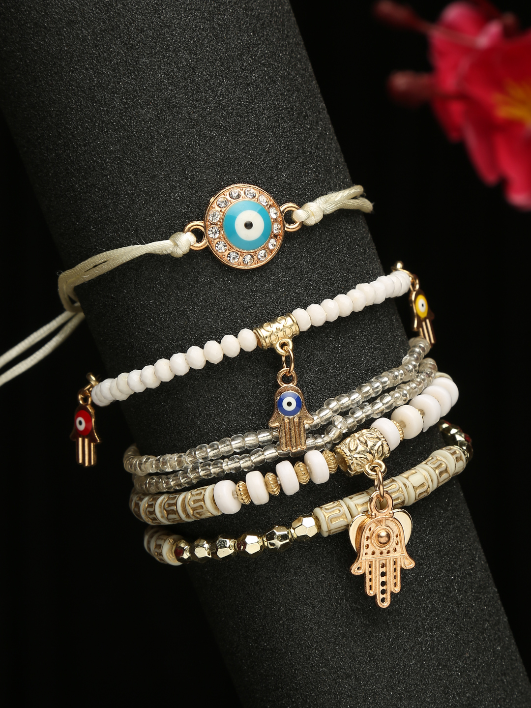 YouBella Jewellery Evil Eye Bracelet for Girls and Women (White) (YBBN_91783)