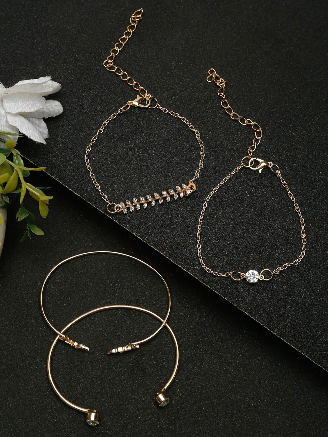 YouBella Jewellery Gold Plated Bracelet Set for Girls and Women (Gold) (YBBN_91786)