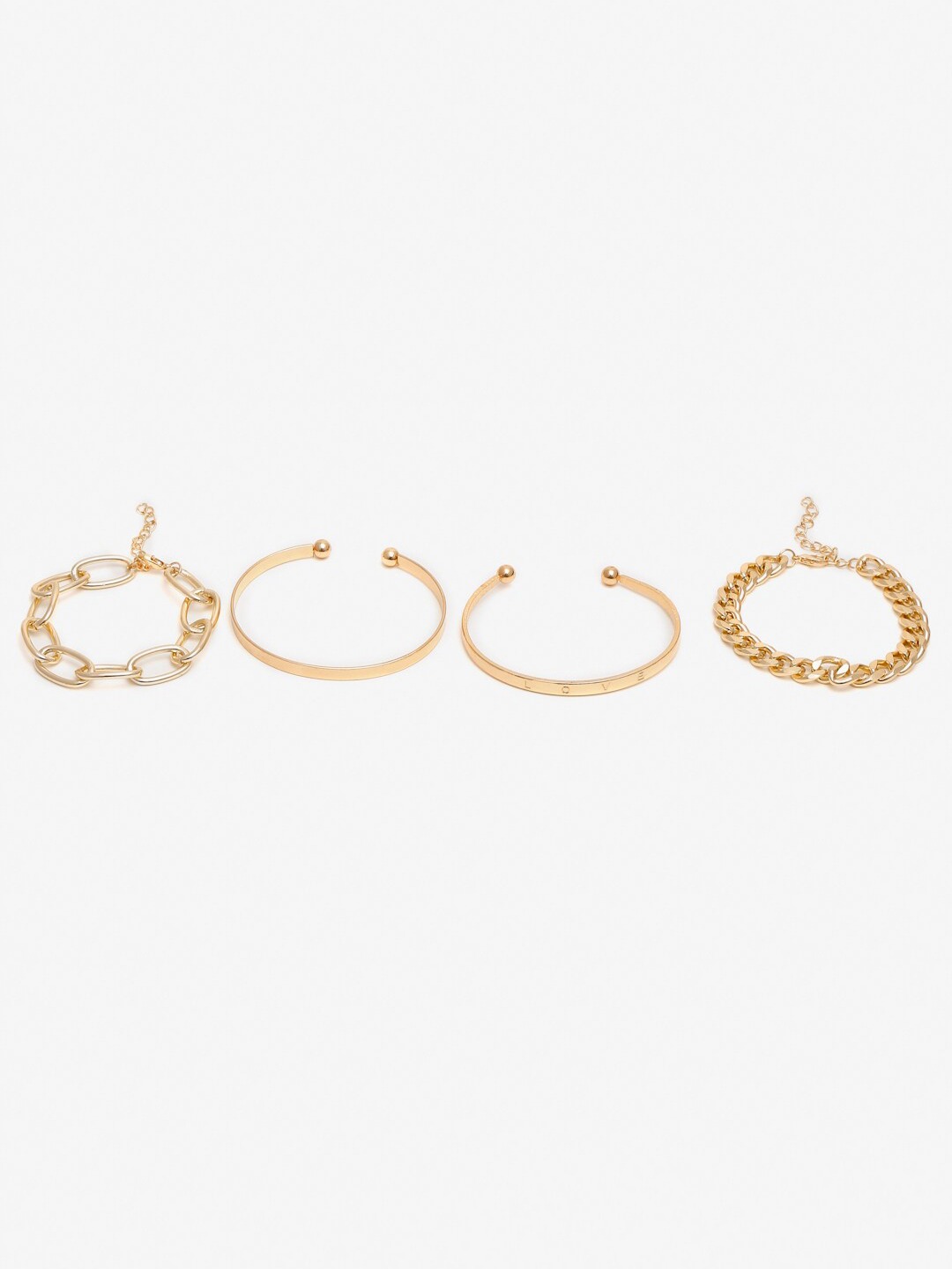 Women Set of 4 Gold-Plated Bracelets