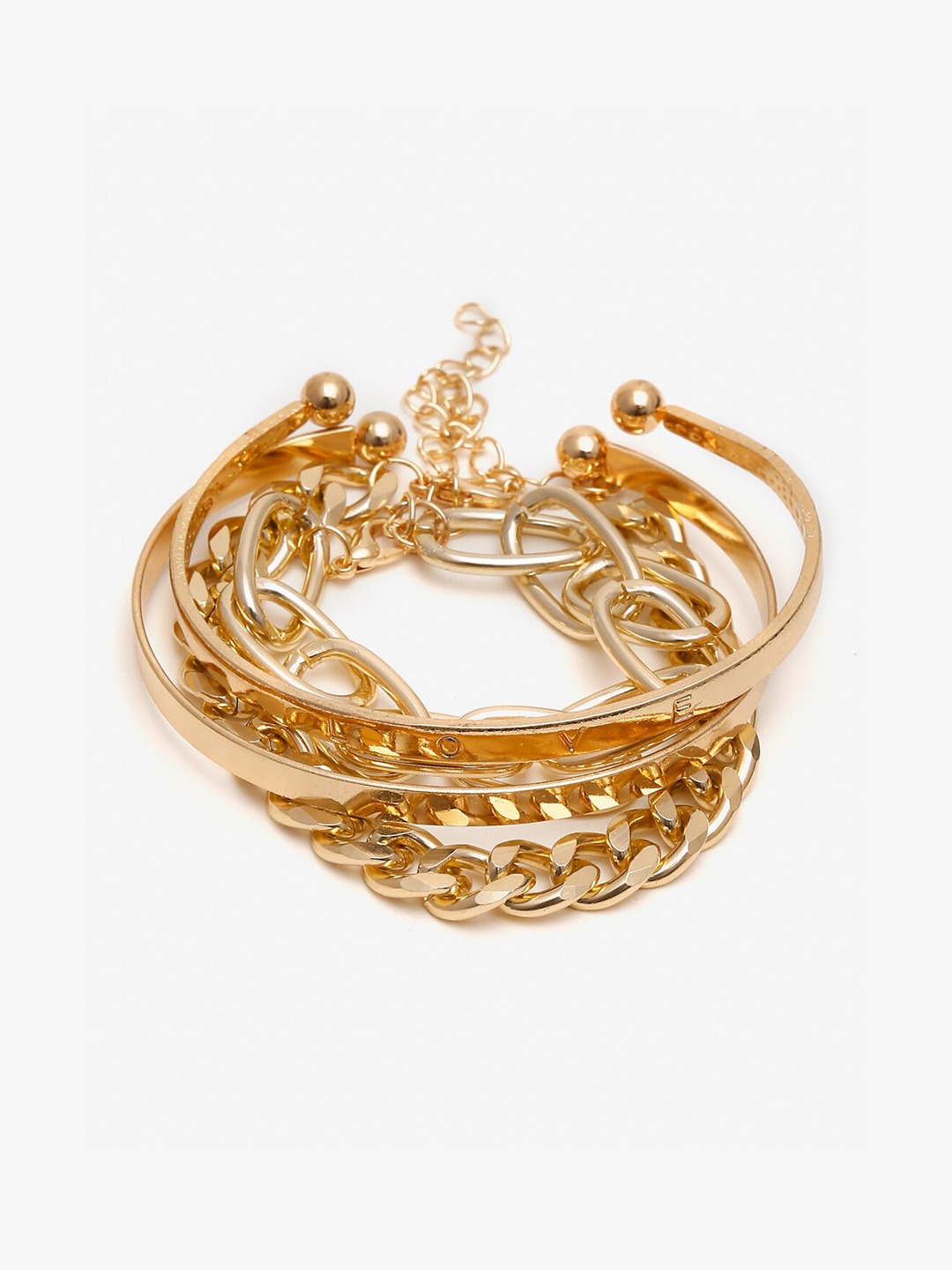 Women Set of 4 Gold-Plated Bracelets