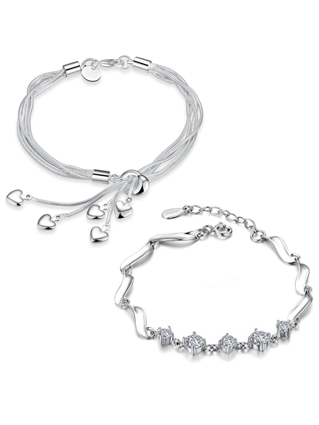 YouBella Jewellery Silver Plated  Bracelet Combo for Girls and Women