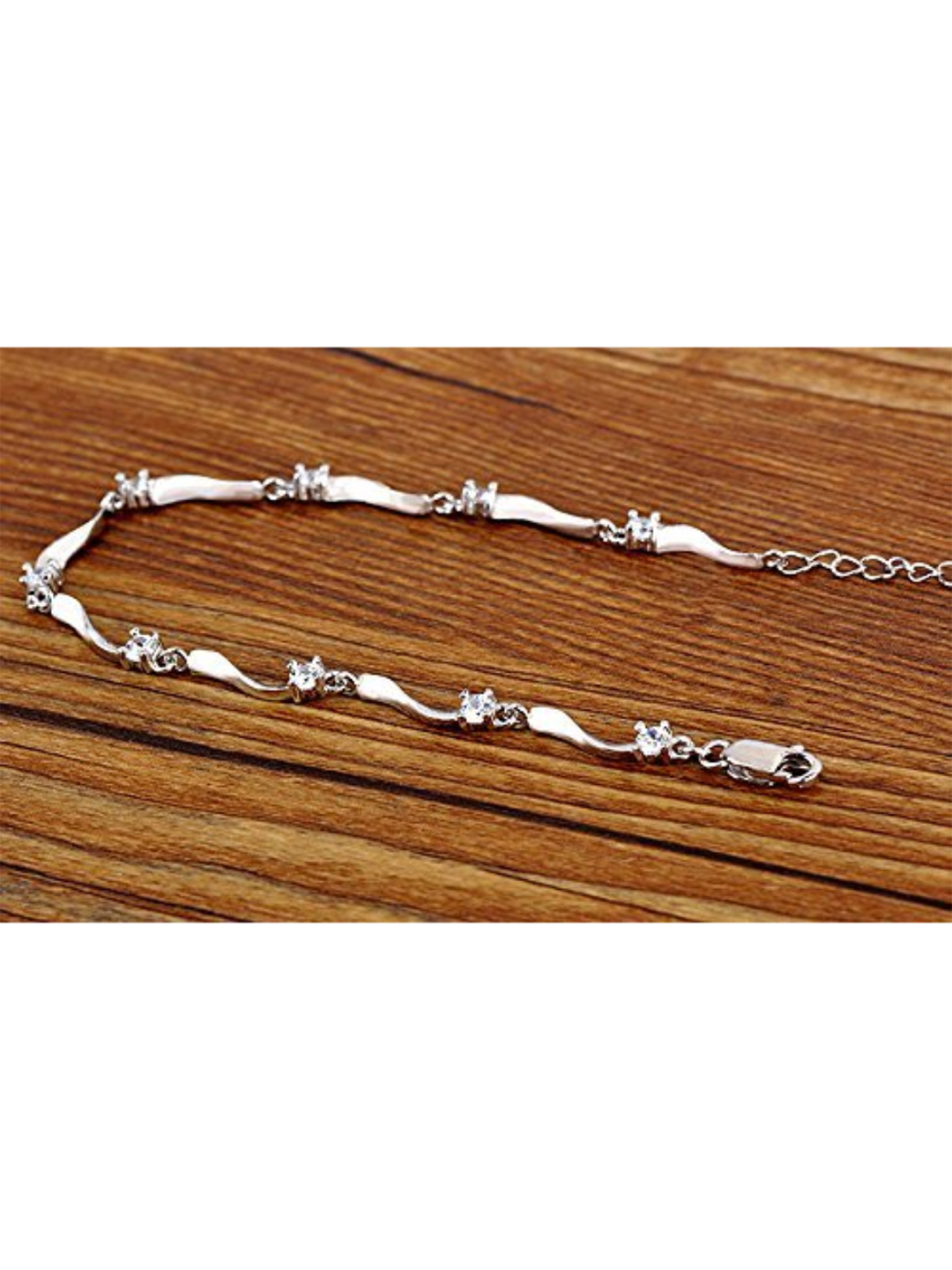 YouBella Stylish Latest Design Crystal Jewellery Silver Plated Combo Charm Bracelet for Women (Silver)