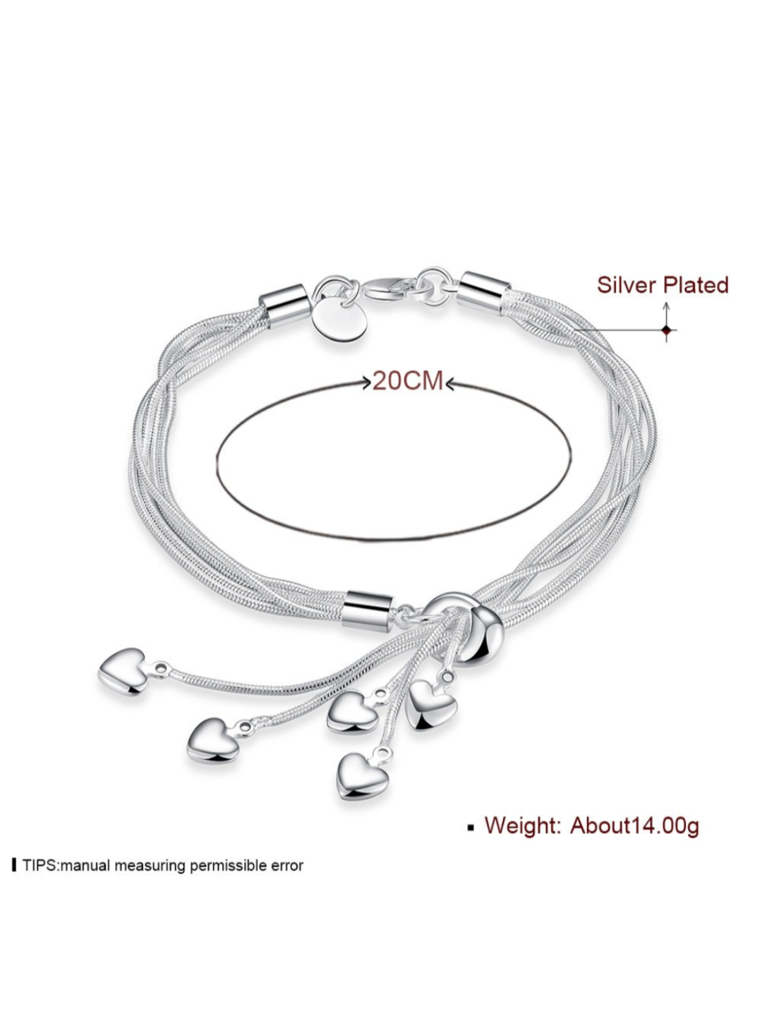 YouBella Stylish Latest Design Crystal Jewellery Silver Plated Combo Charm Bracelet for Women (Silver)