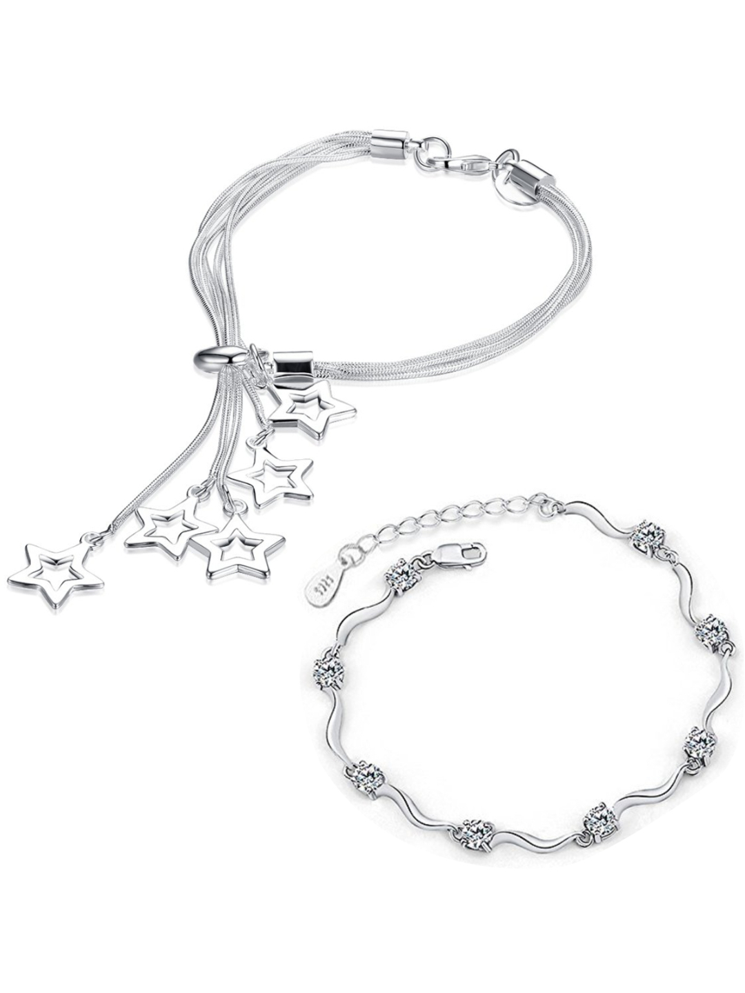 YouBella Jewellery Silver Plated combo Bracelets for Girls and Women