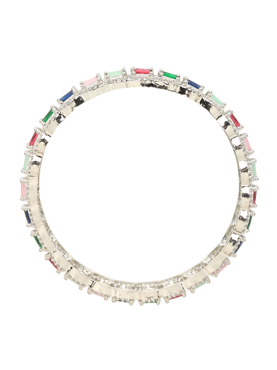 YouBella Jewellery Stylish Silver Plated Multi-Color Stone Studded Bangles for Girls and Women