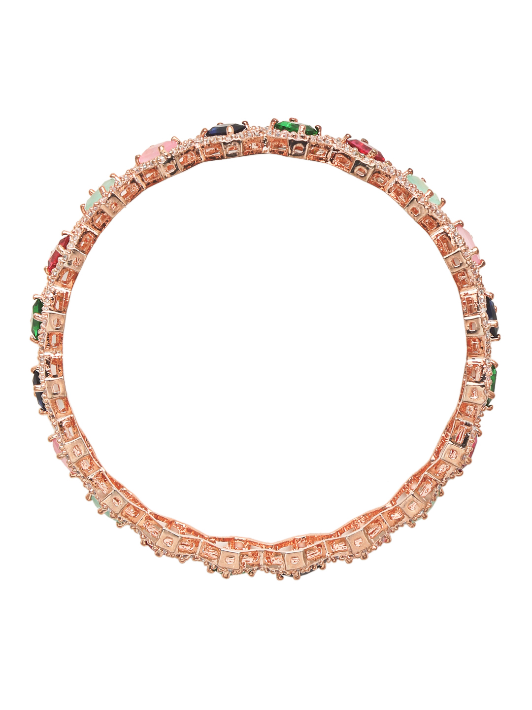 YouBella Jewellery Stylish Rose Gold Plated Multi-Color Stone Studded Bangles for Girls and Women