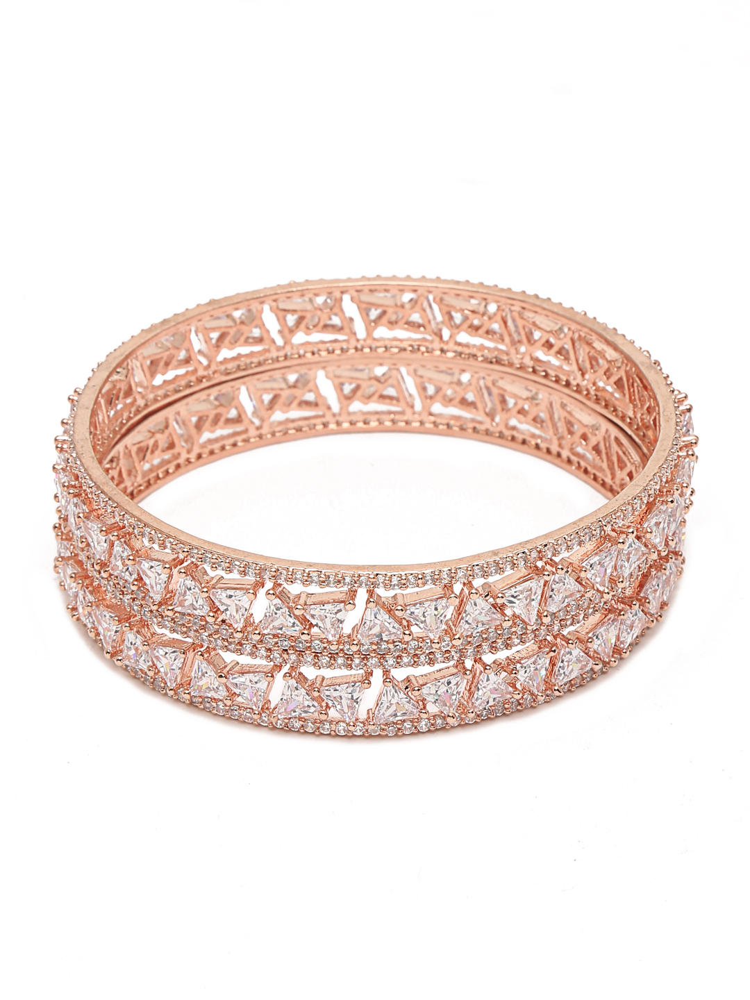 YouBella Jewellery Stylish Rose Gold Plated American Diamond Studded Bangles for Girls and Women