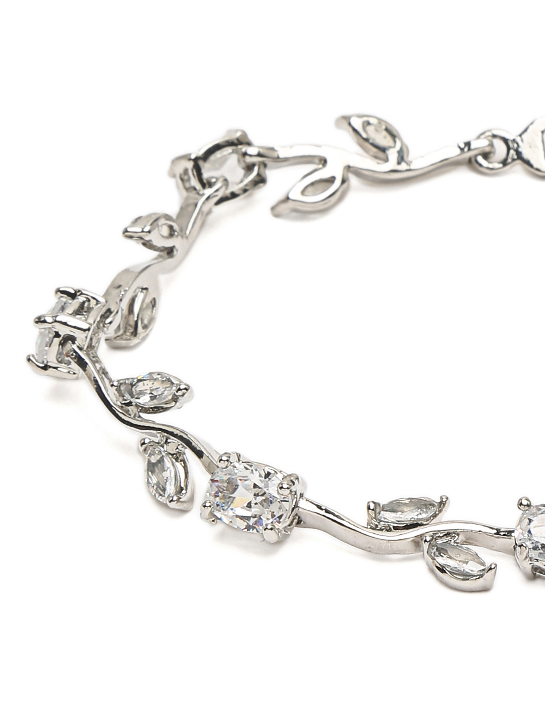 YouBella Jewellery Stylish Silver Plated Leaf Style Bracelet for Girls and Women