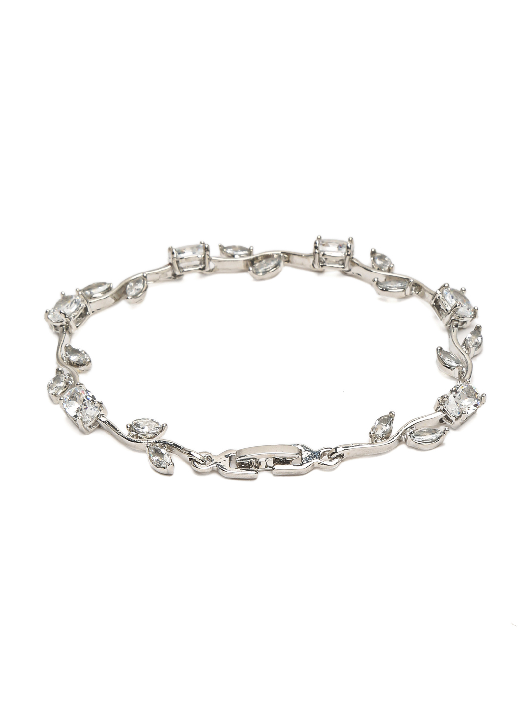 YouBella Jewellery Stylish Silver Plated Leaf Style Bracelet for Girls and Women