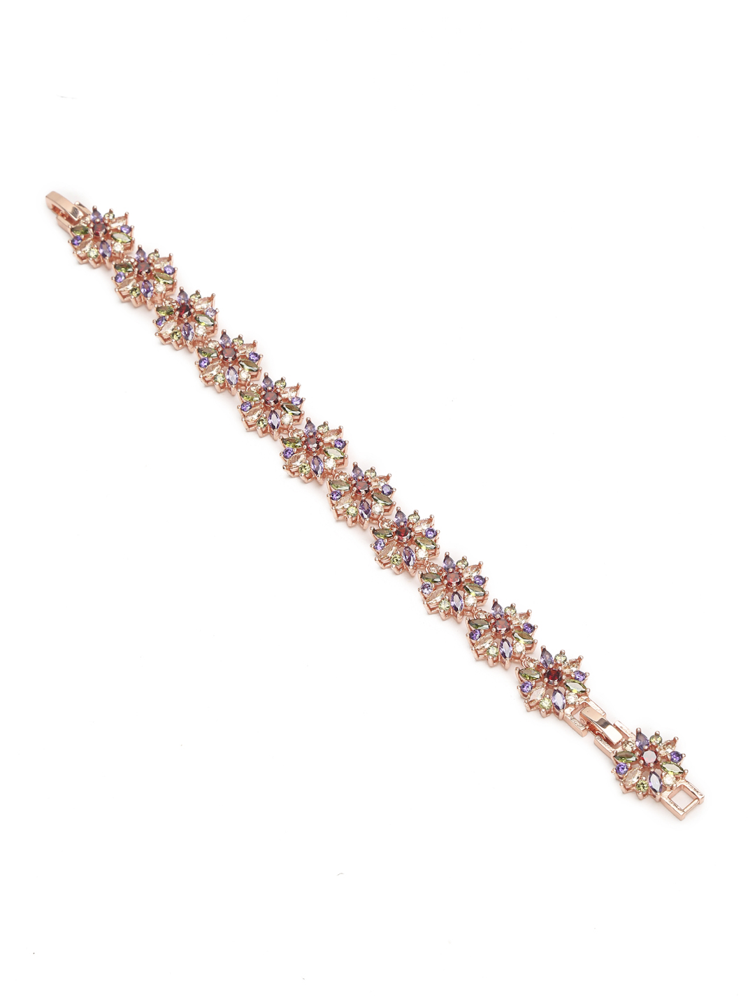 YouBella Jewellery Stylish Rose Gold Plated Multi-Color Stone Studded Bracelet for Girls and Women