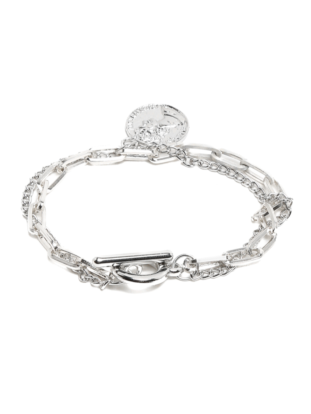 YouBella Jewellery Silver Plated Charm Bracelet Bangle for Girls and Women (Style 1)