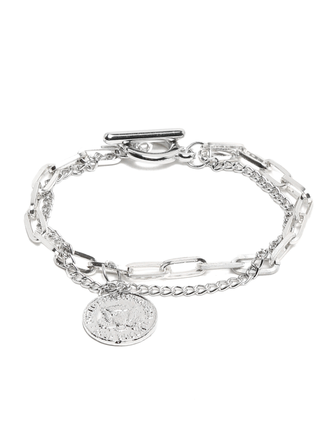 YouBella Jewellery Silver Plated Charm Bracelet Bangle for Girls and Women (Style 1)