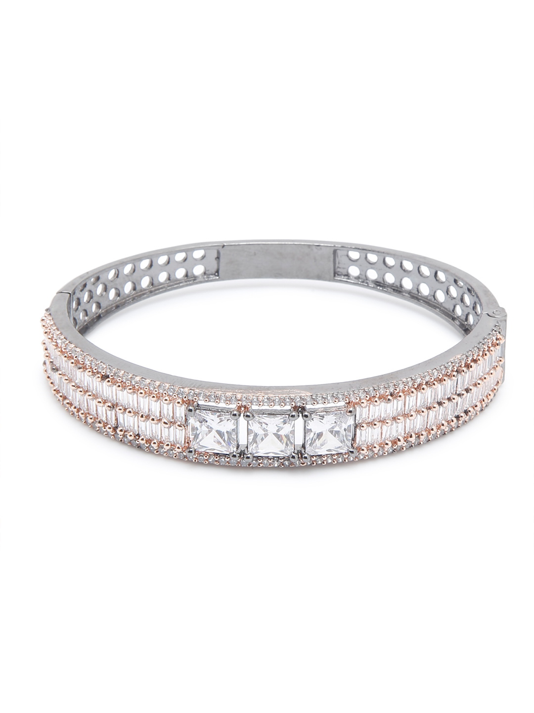 YouBella Jewellery Celebrity Inspired Silver Plated American Diamond Bracelet for Girls and Women