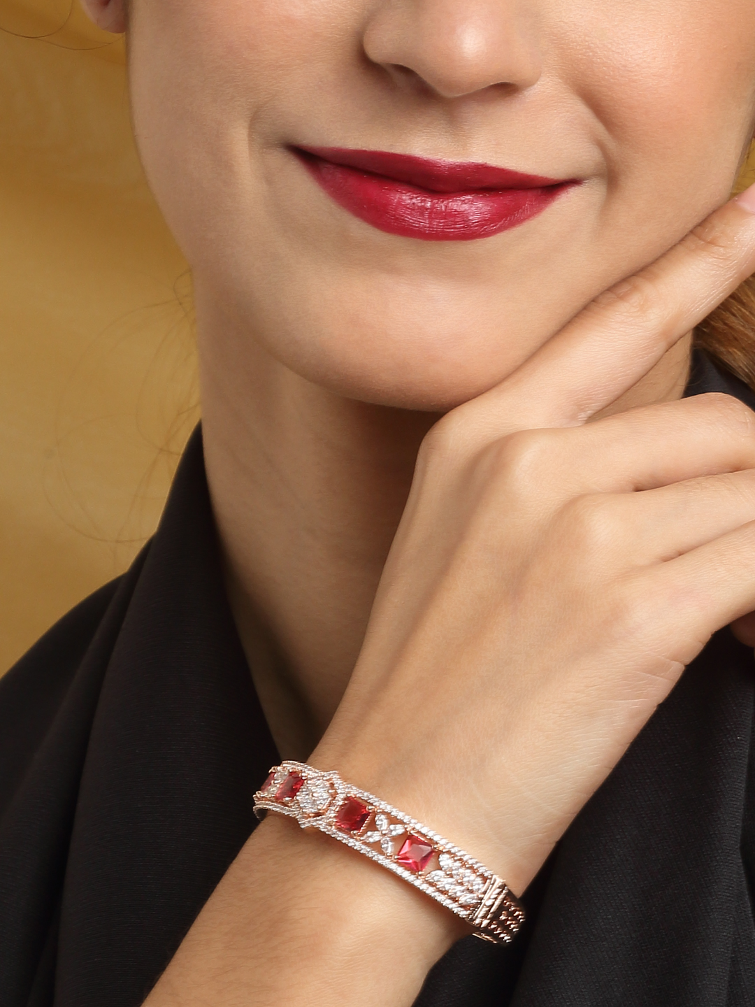 YouBella Jewellery Celebrity Inspired Gold Plated American Diamond Bracelet for Girls and Women