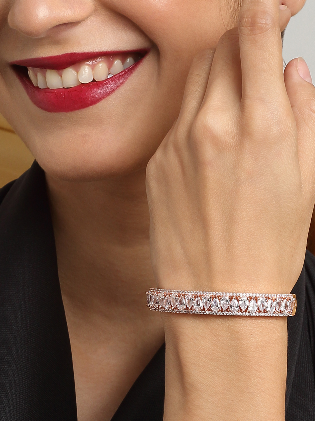 YouBella Jewellery Celebrity Inspired Gold Plated American Diamond Bracelet for Girls and Women