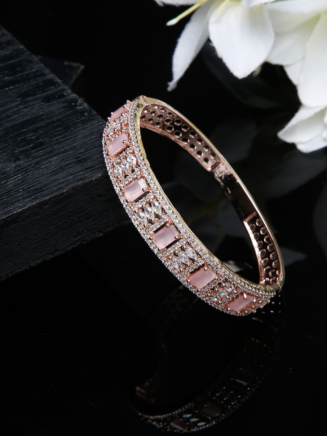 YouBella Jewellery Celebrity Inspired Gold Plated American Diamond Bracelet for Girls and Women