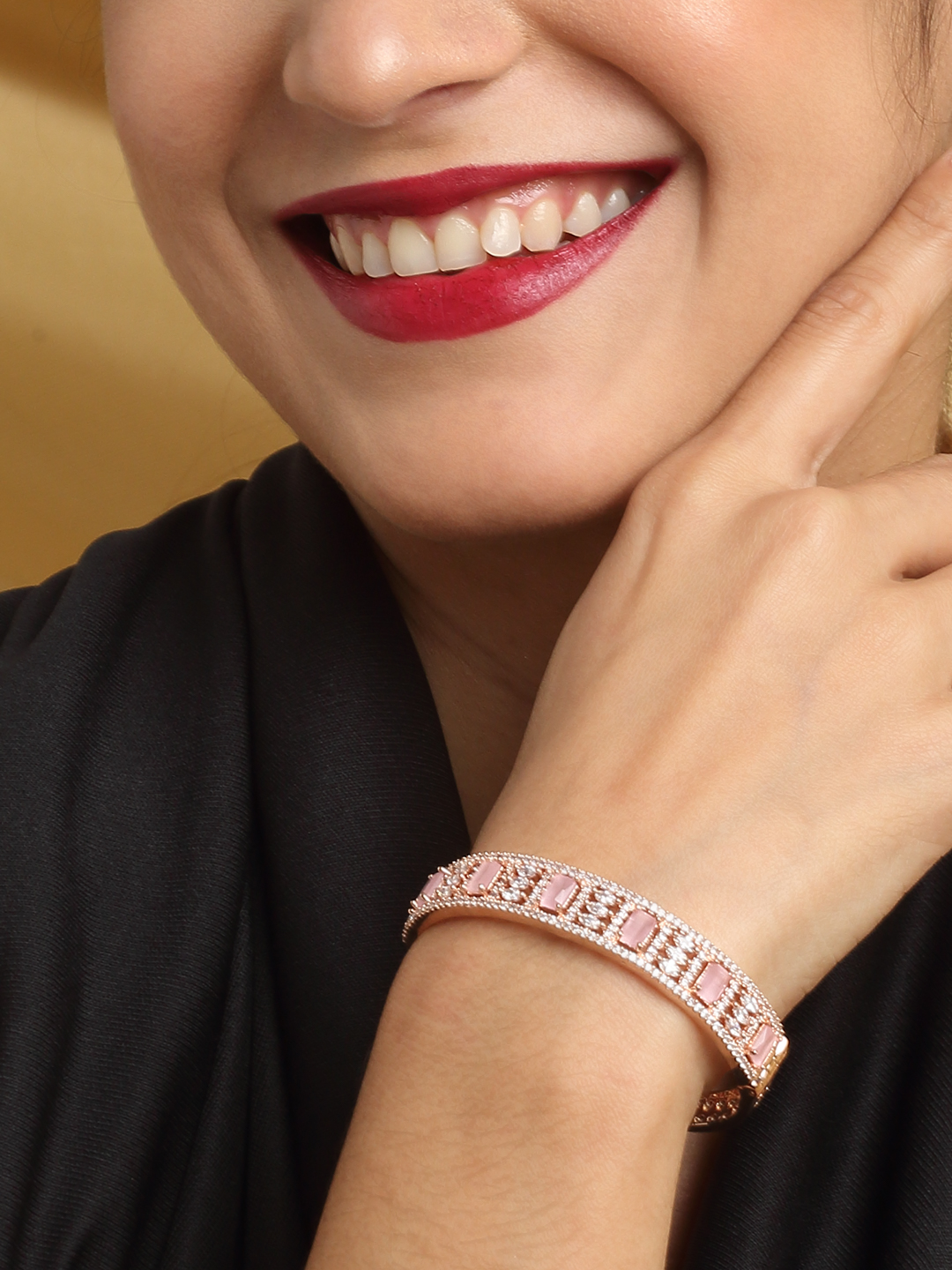 YouBella Jewellery Celebrity Inspired Gold Plated American Diamond Bracelet for Girls and Women
