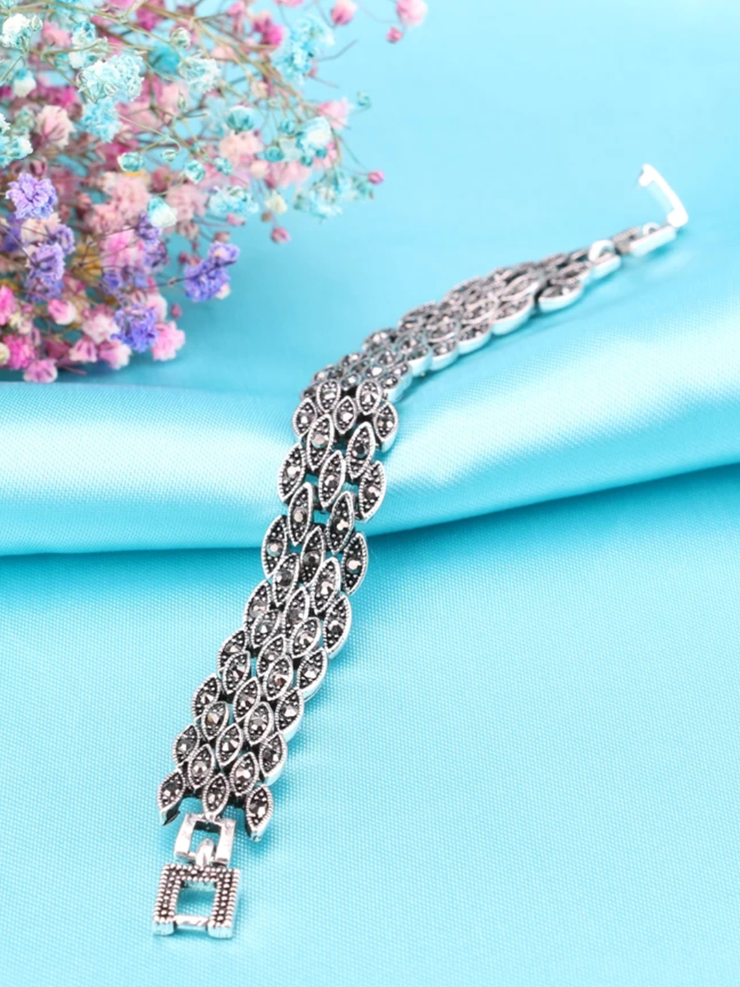 YouBella Jewellery for Women Celebrity Inspired Silver Plated Bracelet Bangle for Girls and Women (YBBN_92107) (Silver)