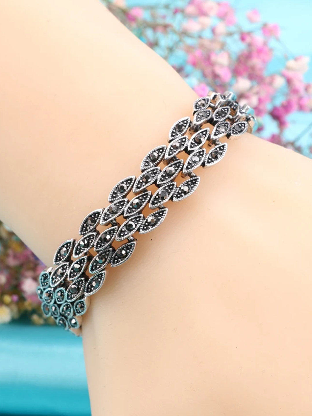 YouBella Jewellery for Women Celebrity Inspired Silver Plated Bracelet Bangle for Girls and Women (YBBN_92107) (Silver)