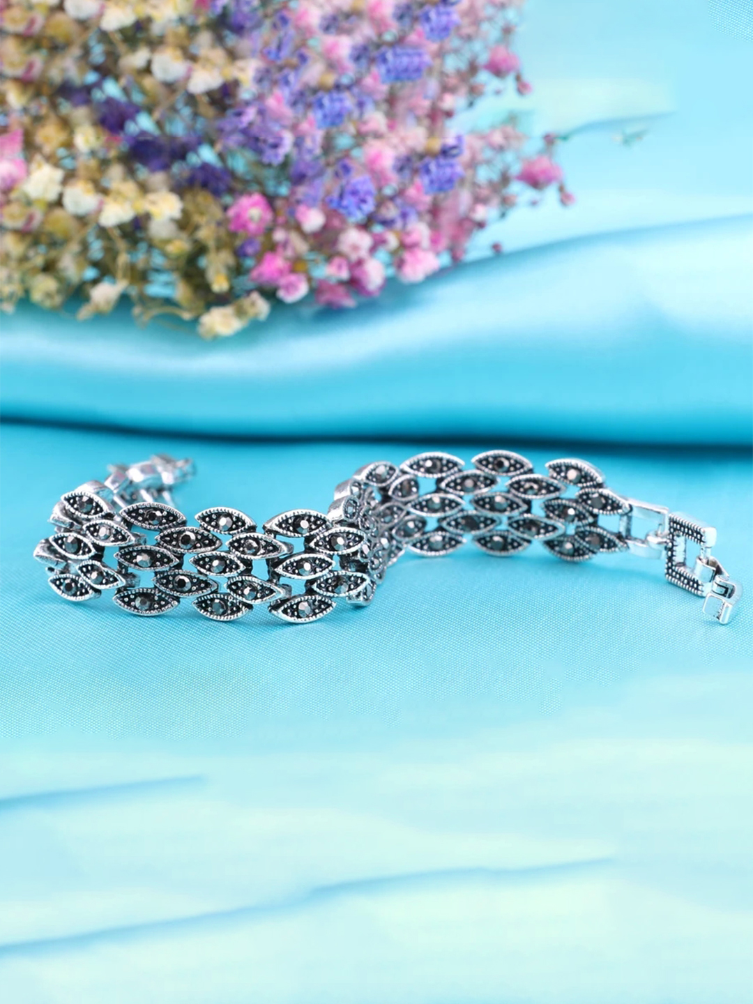 YouBella Jewellery for Women Celebrity Inspired Silver Plated Bracelet Bangle for Girls and Women (YBBN_92107) (Silver)