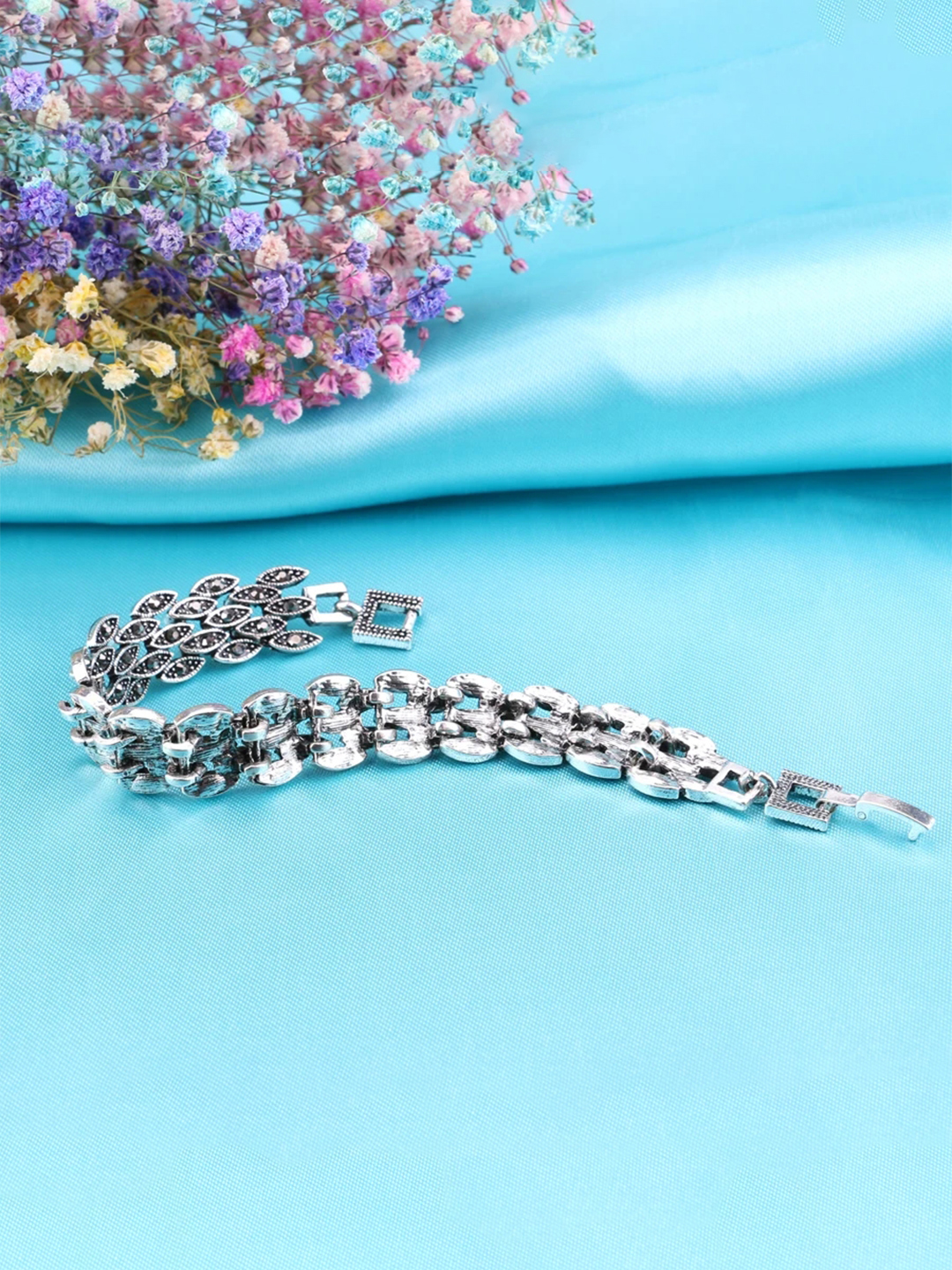 YouBella Jewellery for Women Celebrity Inspired Silver Plated Bracelet Bangle for Girls and Women (YBBN_92107) (Silver)