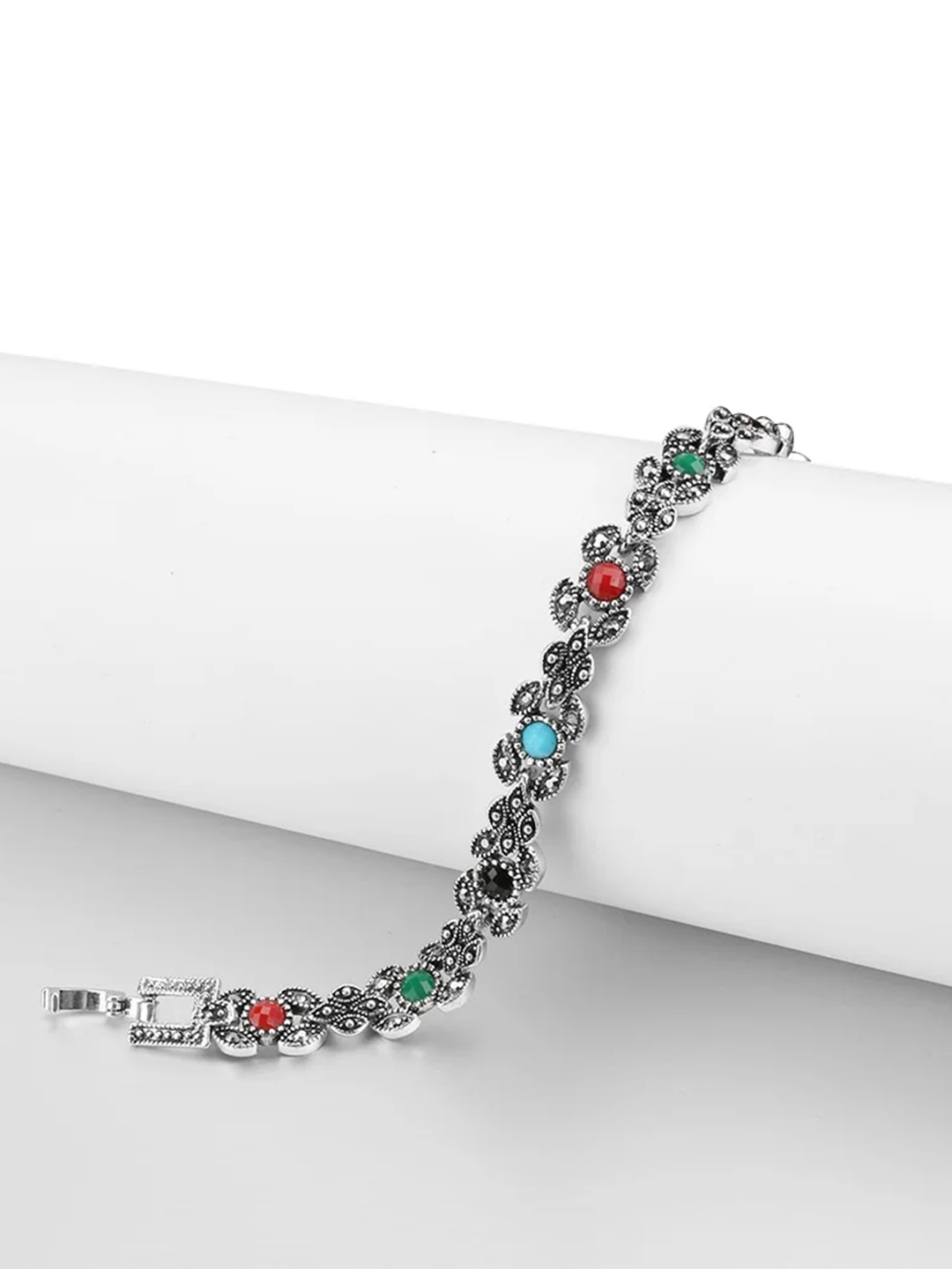 YouBella Jewellery for Women Celebrity Inspired Silver Plated Bracelet Bangle for Girls and Women (YBBN_92110) (Multi-Color)