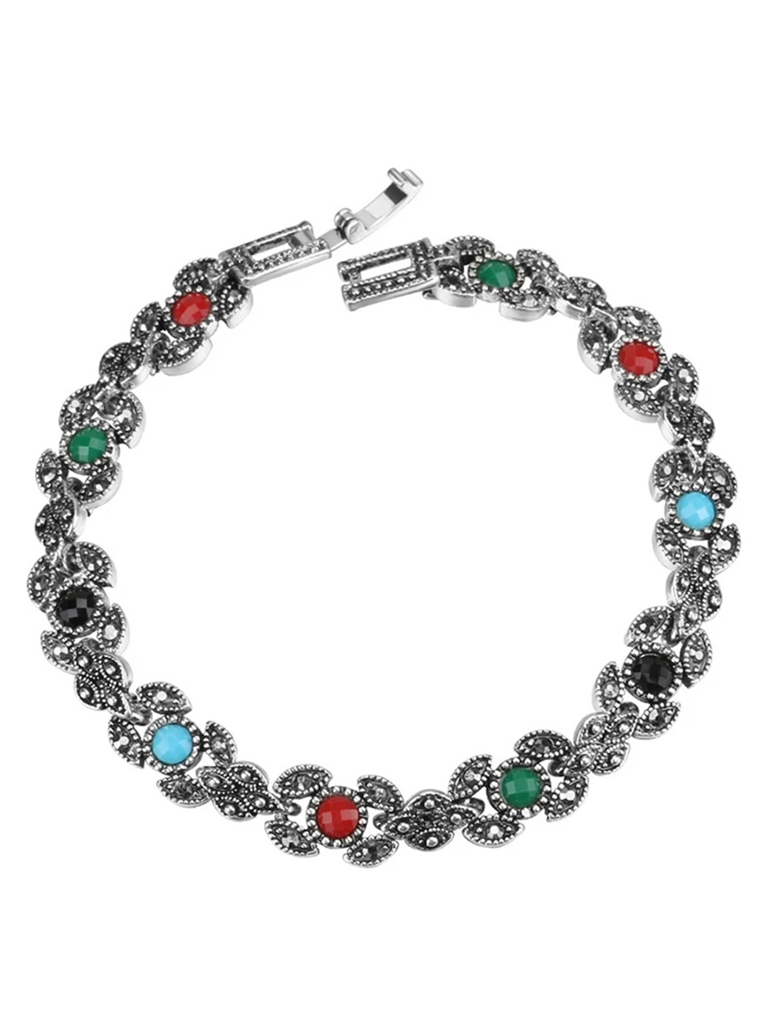 YouBella Jewellery for Women Celebrity Inspired Silver Plated Bracelet Bangle for Girls and Women (YBBN_92110) (Multi-Color)