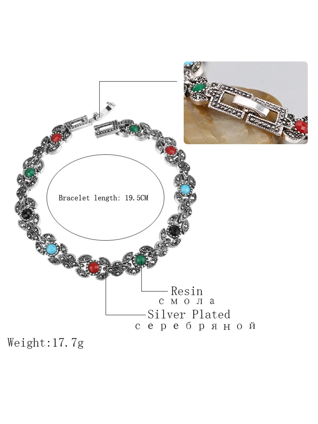 YouBella Jewellery for Women Celebrity Inspired Silver Plated Bracelet Bangle for Girls and Women (YBBN_92110) (Multi-Color)