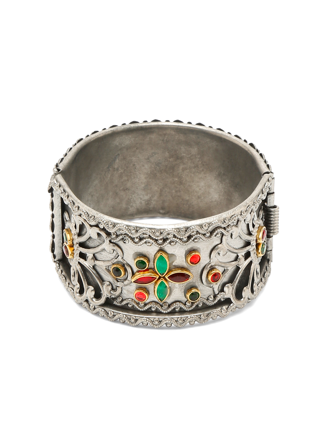 YouBella Jewellery for Women Celebrity Inspired Oxidised Silver Plated Cuff Bracelet Bangle for Women and Girls (Style 1)