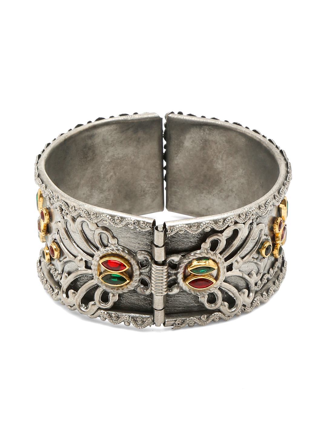 YouBella Jewellery for Women Celebrity Inspired Oxidised Silver Plated Cuff Bracelet Bangle for Women and Girls (Style 1)