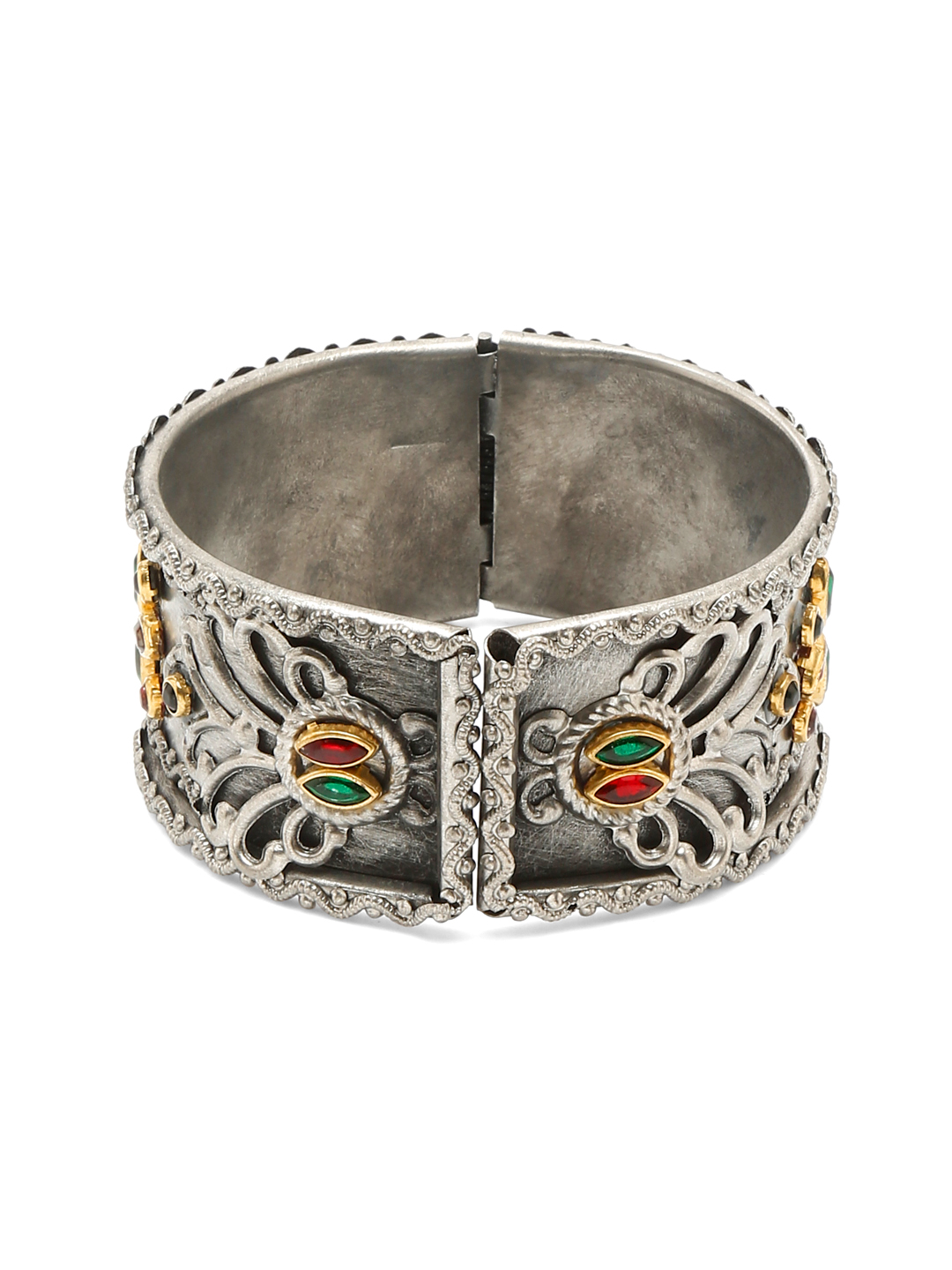 YouBella Jewellery for Women Celebrity Inspired Oxidised Silver Plated Cuff Bracelet Bangle for Women and Girls (Style 1)