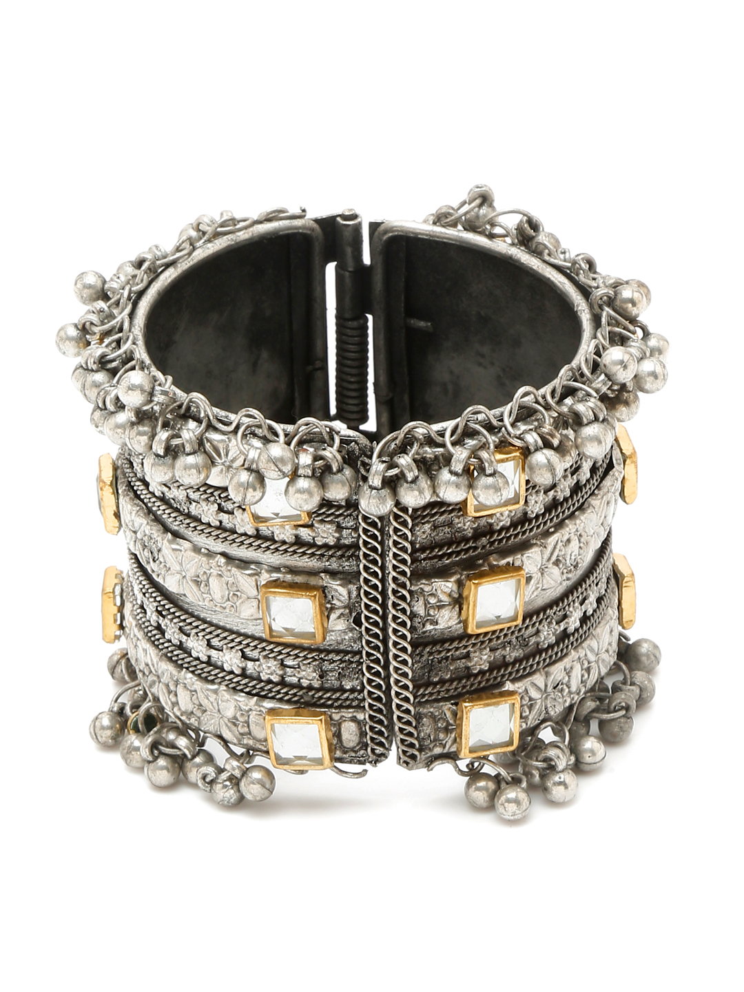 YouBella Jewellery for Women Celebrity Inspired Oxidised Silver Plated Cuff Bracelet Bangle for Women and Girls (Style 4)