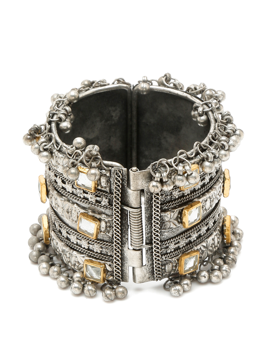 YouBella Jewellery for Women Celebrity Inspired Oxidised Silver Plated Cuff Bracelet Bangle for Women and Girls (Style 4)
