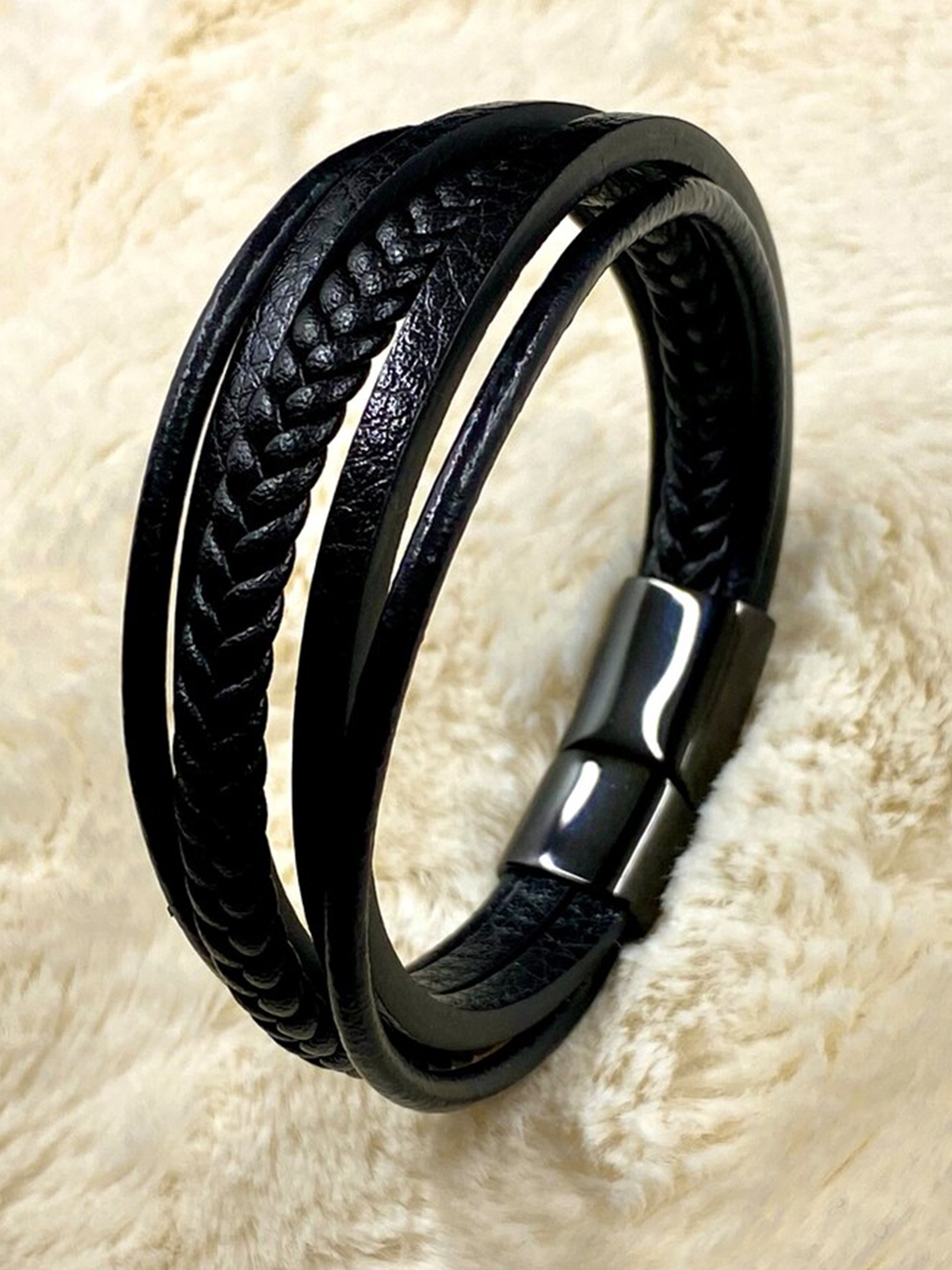YouBella Bracelets for Men and Boys Black Leather Bracelet for Men | European Hot Retro Style Leather Band Bracelets for Men | Birthday Gift for Men and Boys Anniversary Gift for Husband