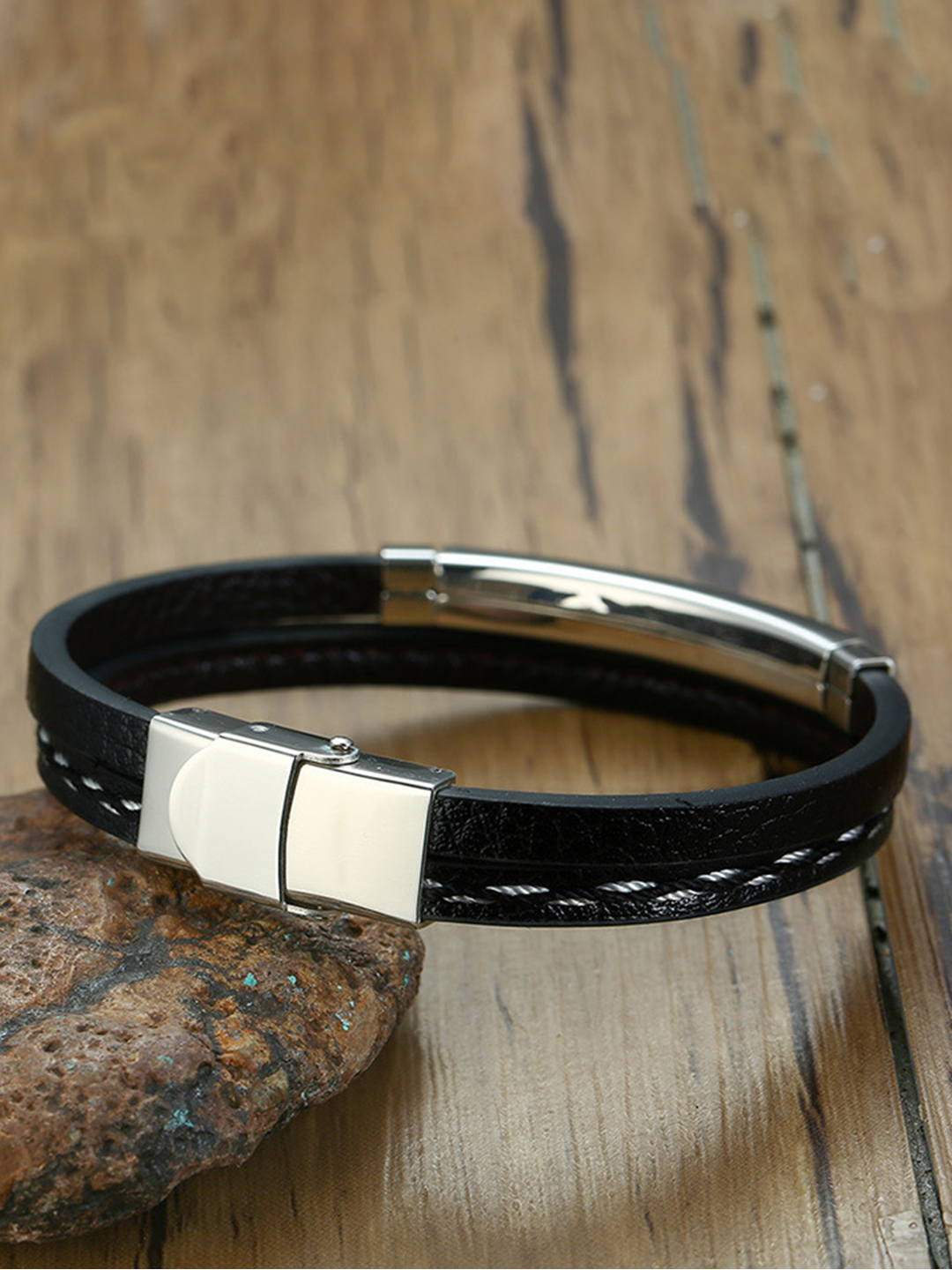 YouBella Bracelets for Men and Boys Black Leather Bracelet for Men | European Hot Retro Style Leather Band Bracelets for Men | Birthday Gift for Men and Boys Anniversary Gift for Husband