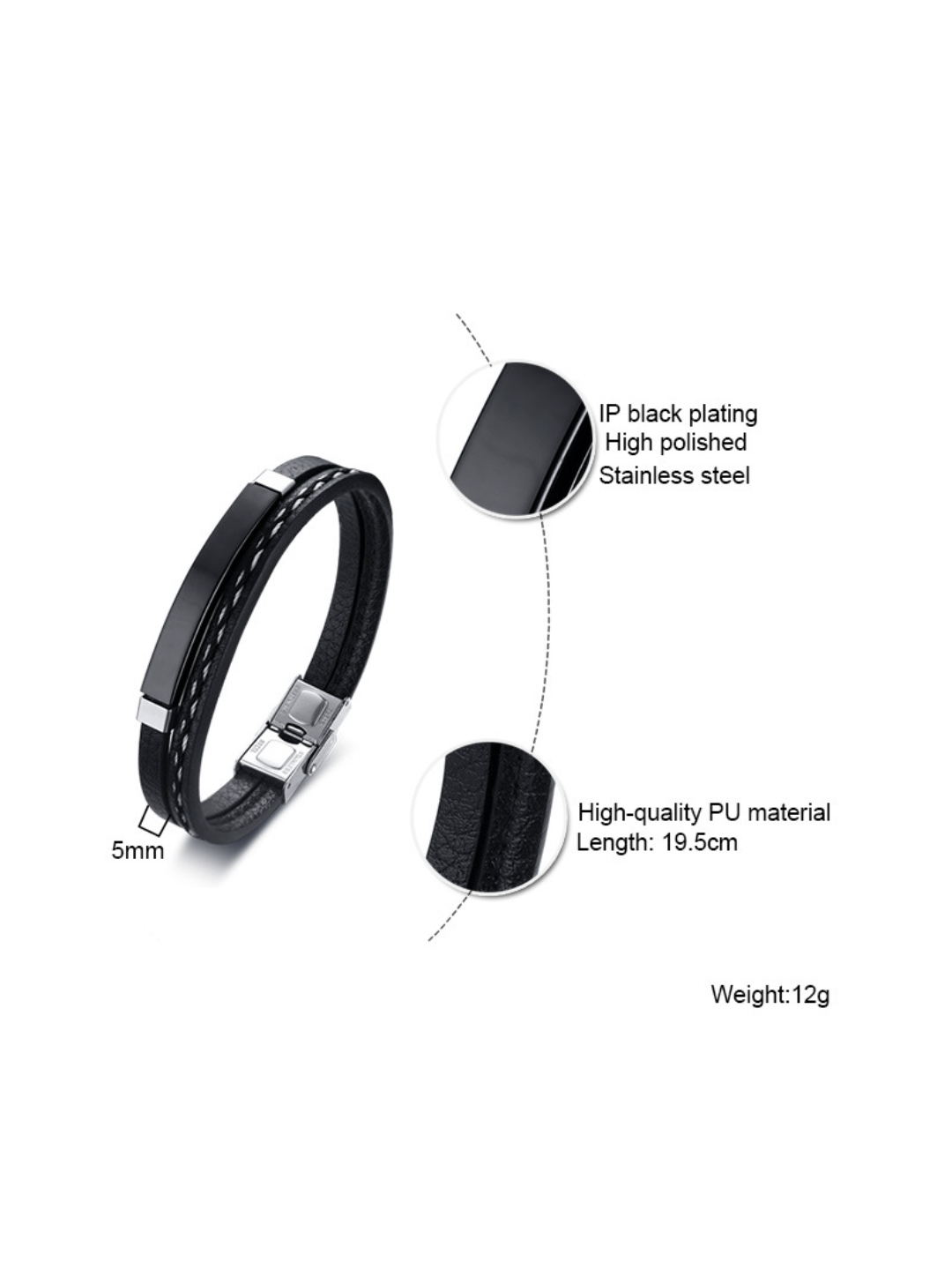 YouBella Bracelets for Men and Boys Black Leather Bracelet for Men | European Hot Retro Style Leather Band Bracelets for Men | Birthday Gift for Men and Boys Anniversary Gift for Husband