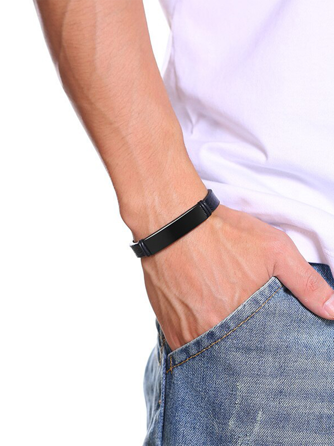 YouBella Bracelets for Men and Boys Black Leather Bracelet for Men | European Hot Retro Style Leather Band Bracelets for Men | Birthday Gift for Men and Boys Anniversary Gift for Husband