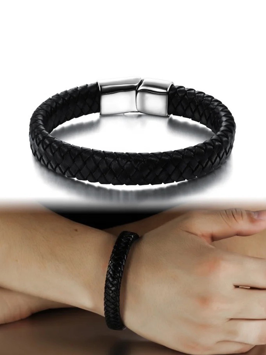 YouBella Bracelets for Men and Boys Black Leather Bracelet for Men | European Hot Retro Style Leather Band Bracelets for Men | Birthday Gift for Men and Boys Anniversary Gift for Husband