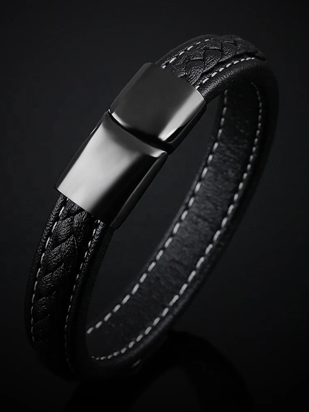 YouBella Bracelets for Men and Boys Black Leather Bracelet for Men | European Hot Retro Style Leather Band Bracelets for Men | Birthday Gift for Men and Boys Anniversary Gift for Husband